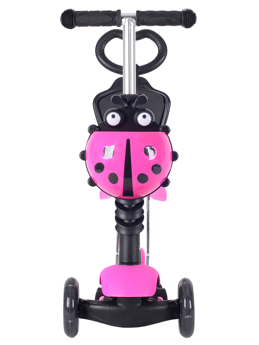 Самокат-беговел Black Aqua MG023D с ручкой и светящимися колёсами, цвет розовый  